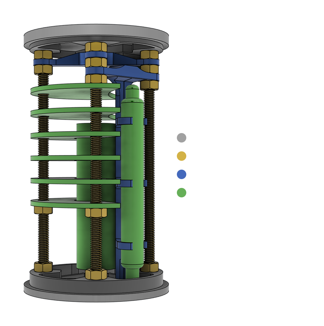 A belső szerelvény renderje a kereten elhelyezett lapokkal